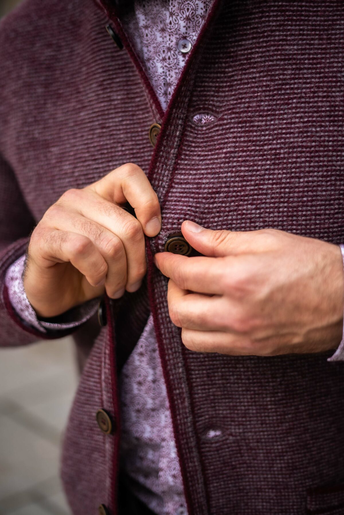 Stickjacke mit Stehkragen bordeaux – Bild 3