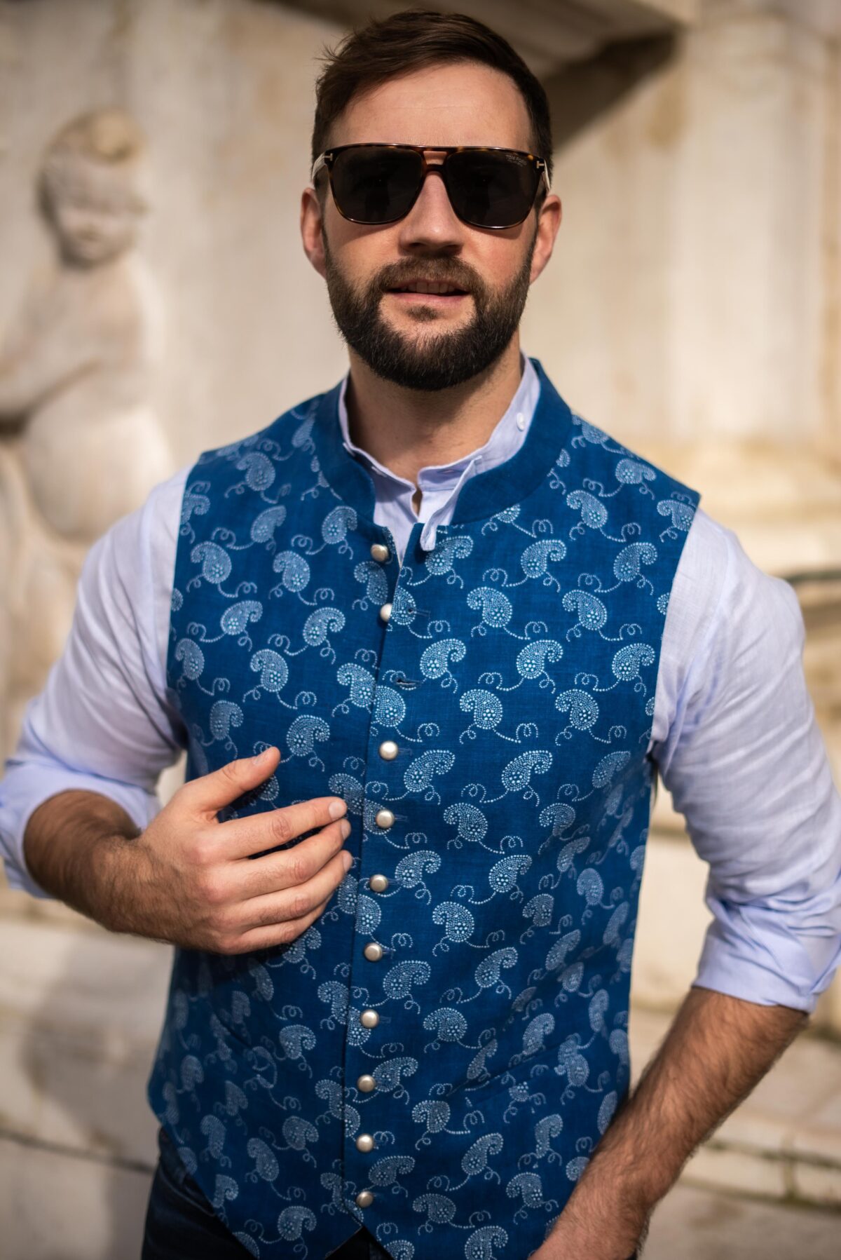 Herrenweste Blaudruck – Bild 3