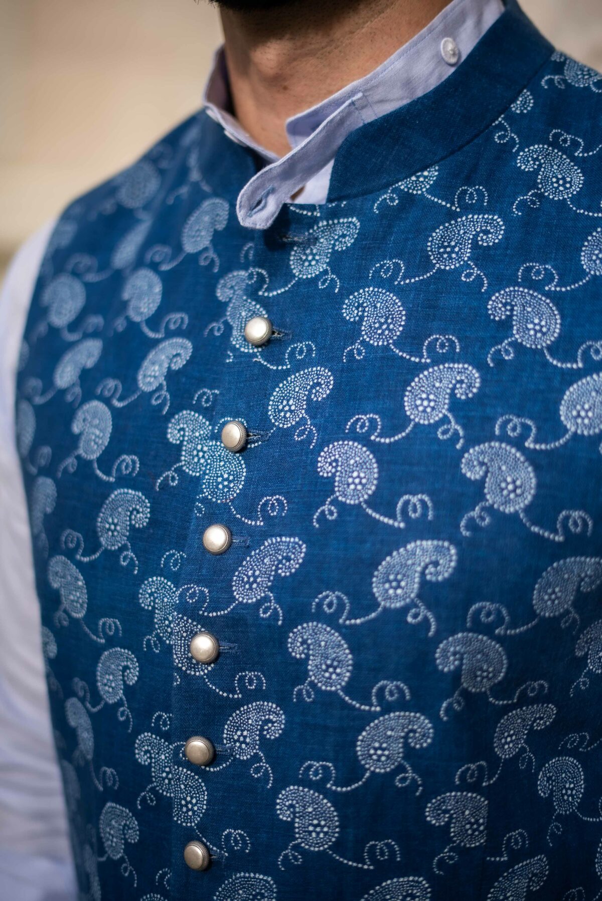 Herrenweste Blaudruck – Bild 5