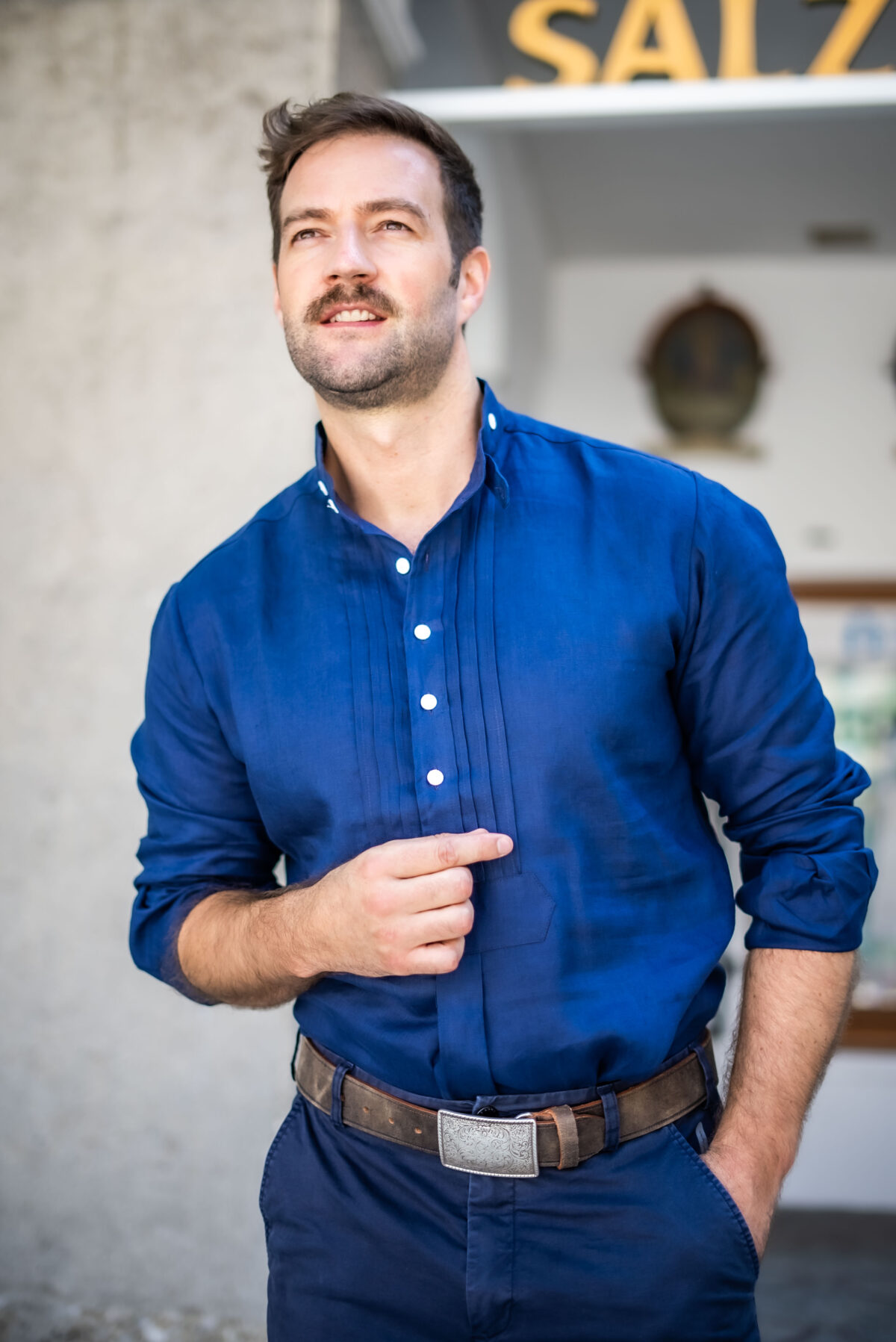 Herren Leinenpfoad mittelblau