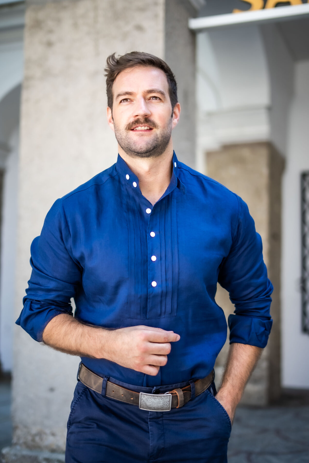 Herren Leinenpfoad mittelblau