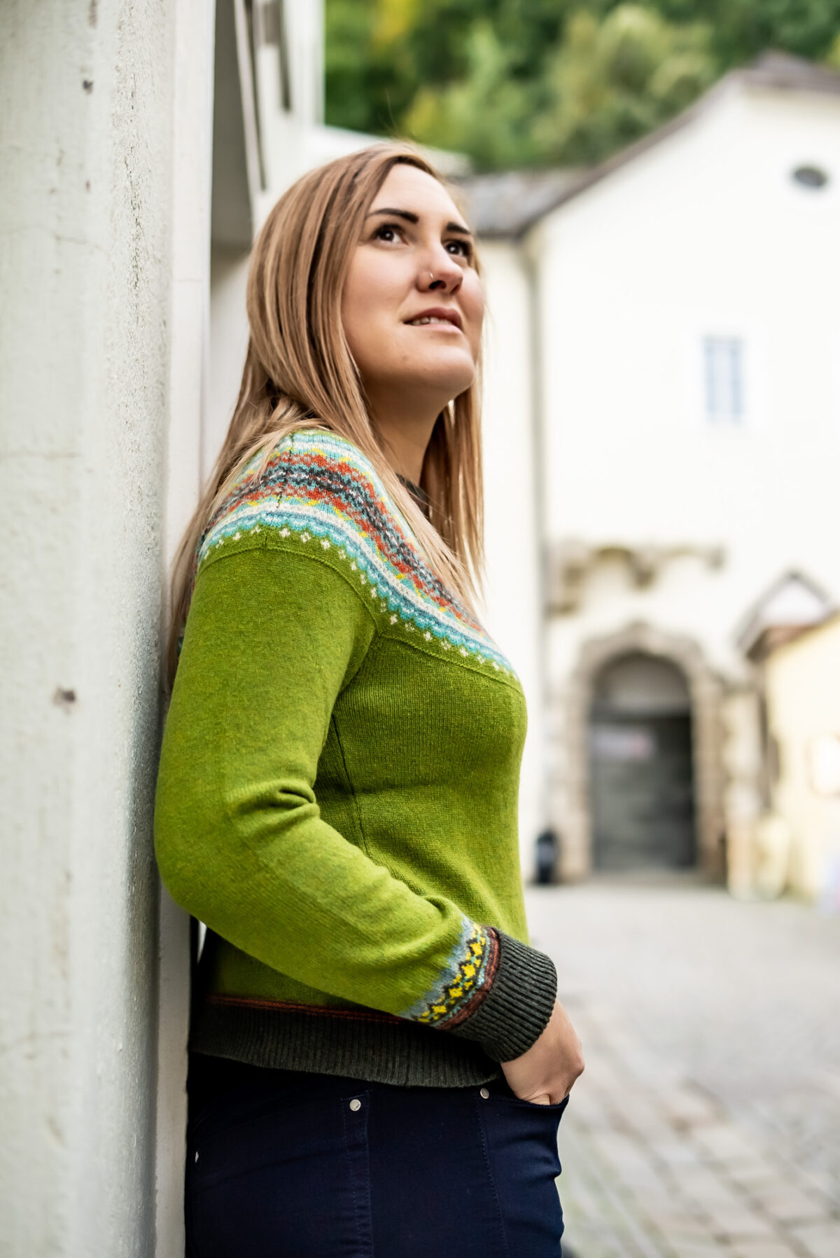 Strickpulli grün gemustert – Bild 2