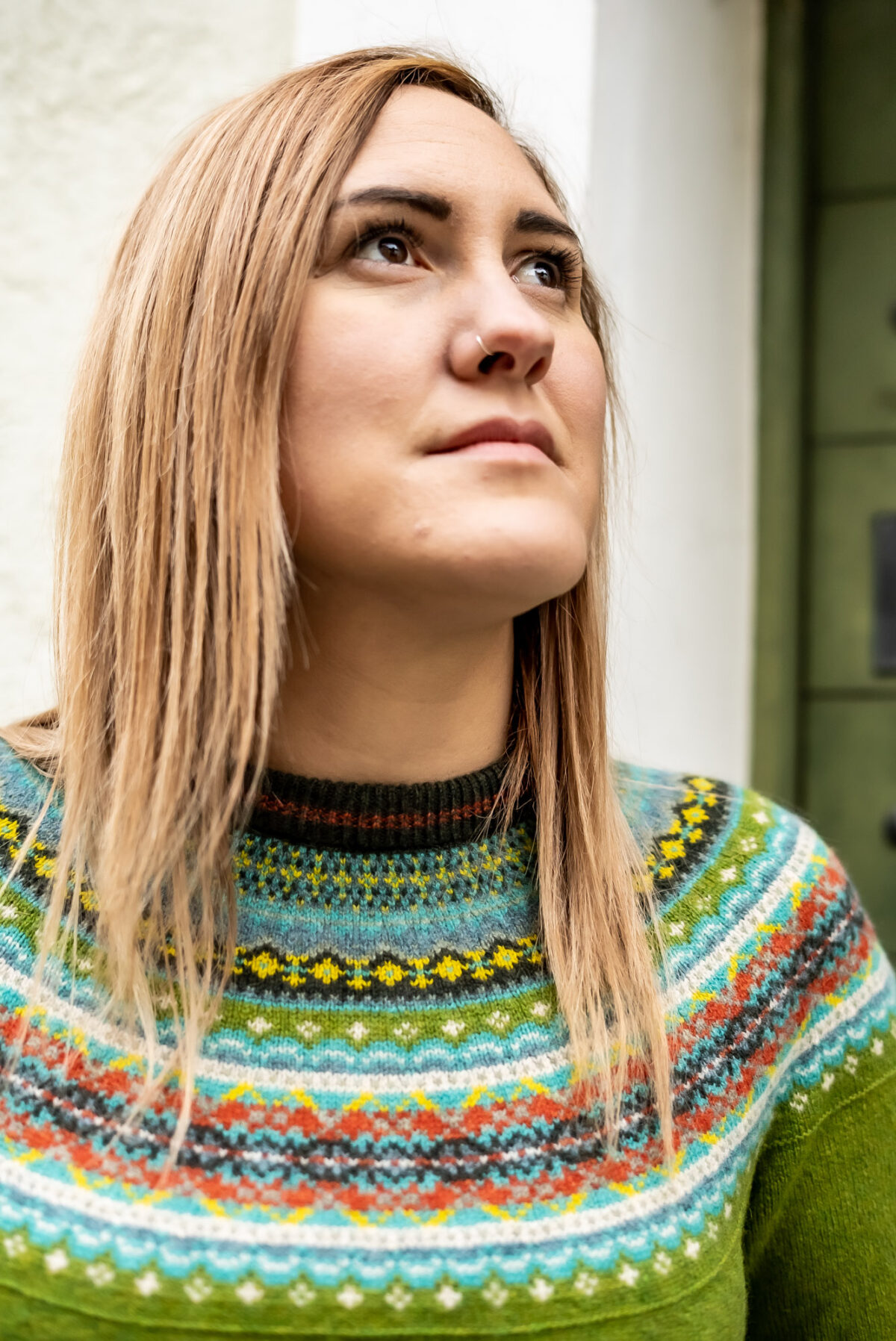 Strickpulli grün gemustert – Bild 3
