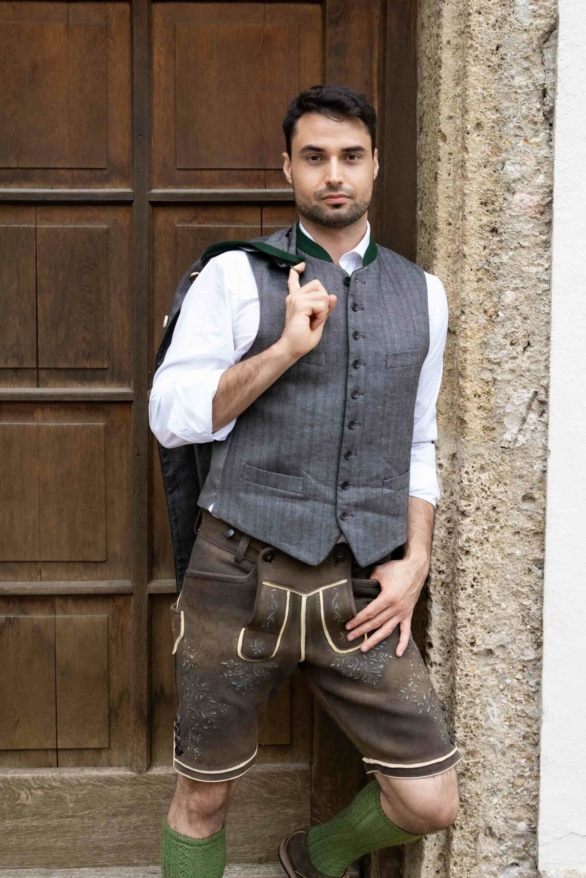 Hirschlederhose Kaiser rauchschwarz – Bild 3