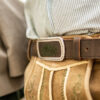 Hirschlederhose mit grüner Stickerei – Bild 2