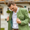 Jacke aus gewaschener Baumwolle grün mit grau – Bild 3