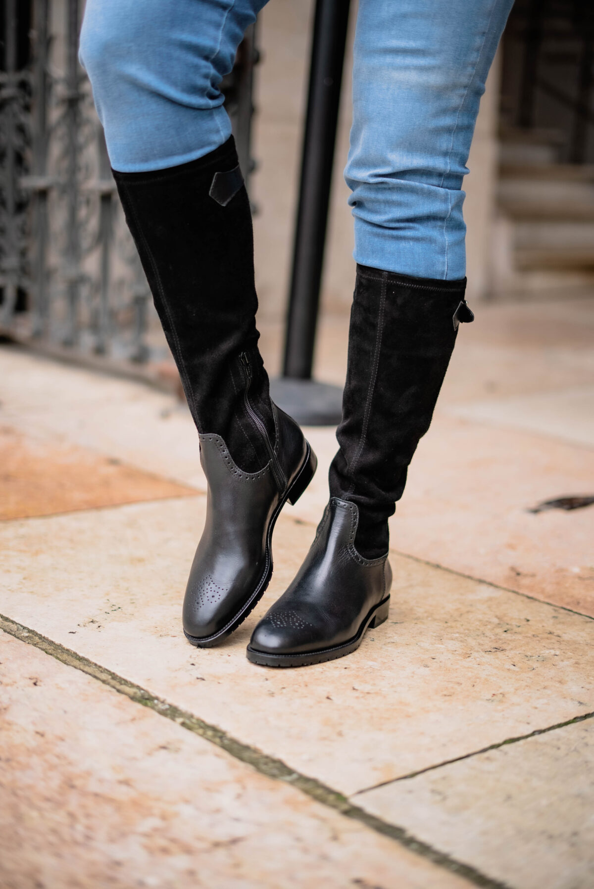 Damen Lederstiefel in schwarz