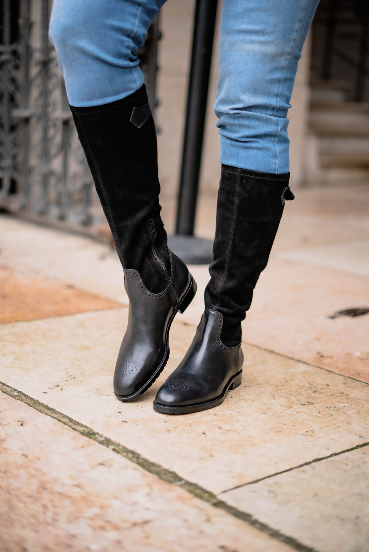 Damen Lederstiefel in schwarz