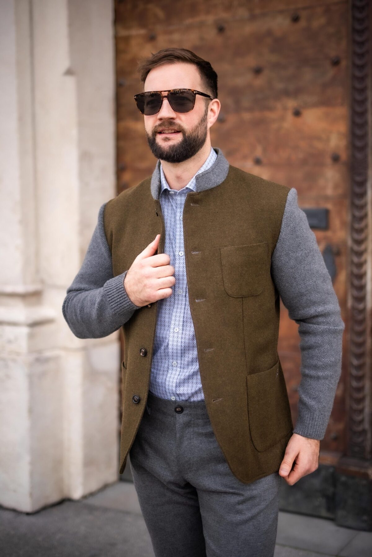 Jacke mit Loden u. Strick