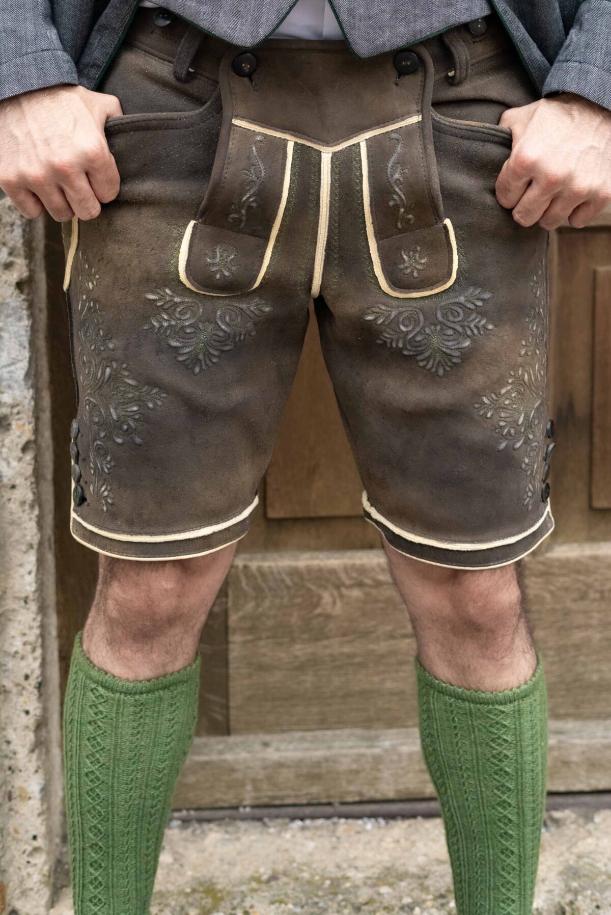 Hirschlederhose Kaiser rauchschwarz