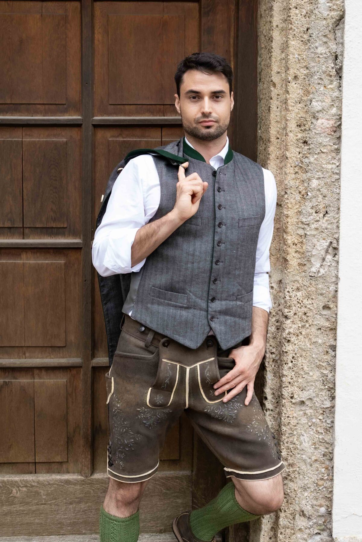 Hirschlederhose Kaiser rauchschwarz – Bild 3