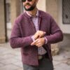 Stickjacke mit Stehkragen bordeaux – Bild 5